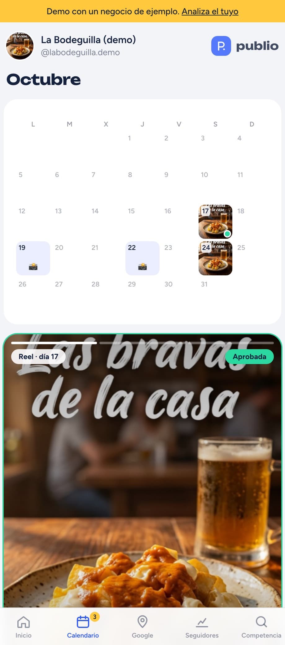 Pantalla de la app: Tu mes, ya escrito